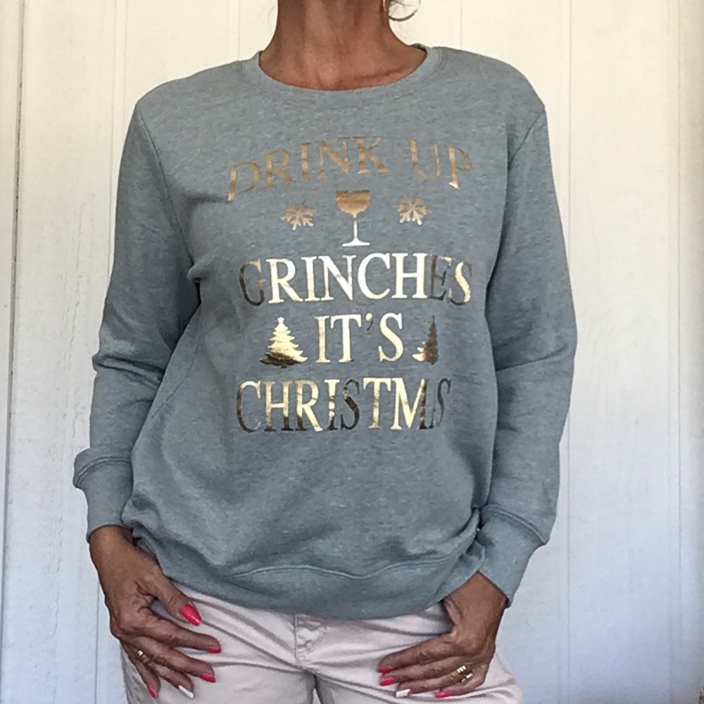 CHRISTMAS PARTY SWEATSHIRT GREEN AND GOLD NWT PXL
